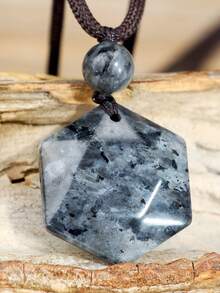 Handmade Woven Hexagram Pendant Necklace With Natural Stones - Tiger Eye, Green Aventurine, Blue Sodalite, Unisex Couple Necklace - Multicolor - View 12