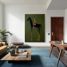 1 Pc 2D Print Canvas Painting,Horse Art Neutral Home Decorpainting Large Green Minimalist Canvas Brown Abstract Horse Rider Figure Painting Vintage Equestrian Wall Art , Wooden Framed Art,High Quality ,Thickness 2. 25cm/1inch Wall Art Prints Poster Direct Hanging Decor For Home Gifts,Living Room, Bathroom, Bedroom, Kitchen,Bar,Office - Nhiều màu - Xem 6