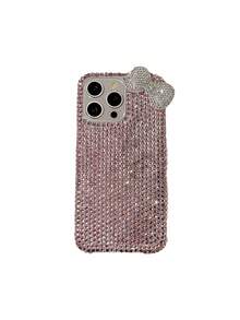 Funda protectora de teléfono con diamantes de imitación, lentejuelas y borde de strass de lujo compatible con iPhone 17 Pro Max/16 Plus/XS Max/7G - Rosa - Ver 4