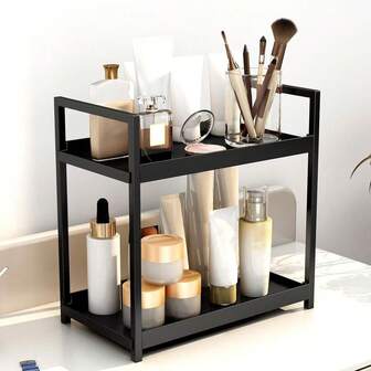 2-Tier Multi-Purpose Storage Table - Fashion Cosmetics And Skincare Storage Rack, Bathroom Bedroom And Office Cosmetics Storage Rack, Desktop Organizer Bathroom Skincare Multi-Layer Dormitory Good Stuff