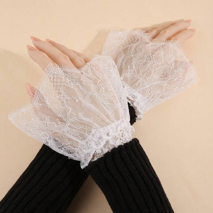 1 对布料喇叭形假袖口袖子，适合搭配毛衣 - 白色-026 - 查看 1