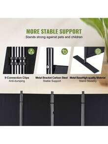 4 Panel Room Divider, 5.6ft High Room Dividers And Folding Privacy Screens, Fabric Partition Room Dividers For Office, Bedroom, Dining Room, Study, Freestanding - Black - View 3