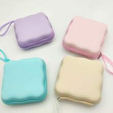 Shockproof Solid Color Material 1pc Square Wave Bluetooth Earphone Cable Portable Small Storage Bag Charger Power Bank Organizer Box Solid Color Anti Pressure Anti Drop Large Capacity Protective Case Compact Portable Travel Accessory Storage Women Gift Birthday - Multicolor - View 10