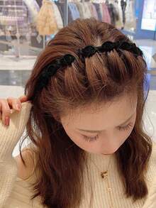 1/2件装编织分叉发箍，双层镂空发圈装饰，洗脸刘海发箍，发带，发箍，发圈发箍，礼品发饰头饰