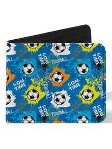 青少年男孩酷炫钱包，足球主题印花，耐用面料，拉链封口，带零钱包、透明证件窗口、信用卡和现金隔层，时尚设计，适合男孩，可用于工作、旅行和商务出行。 - 均碼 - 查看 4