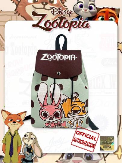 【迪士尼】疯狂动物城 | P 卡通尼克和朱迪抽绳水桶背包，可调节肩带，适合度假、旅行、购物、聚会、情人节礼物送给朋友