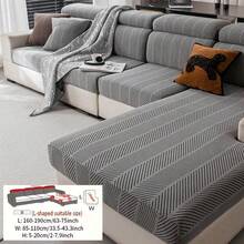 1pc Simple Striped Sofa Slipcover, High-End Non-Slip Living Room Couch Cover Cushion, Machine/Hand Washable, Pet-Friendly, Suitable For All Seasons, Home, Kitchen, Bedroom, Office Use - Dark Grey - View 9