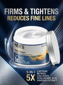 كريم وجه مضاد للشيخوخة والتجاعيد للرجال 5 في 1، 50 جرام، مُنكّه بالكولاجين والريتينول وحمض الهيالورونيك والكافيين والجينسنج، ترطيب عميق ومرطب، يشد ويرفع الملامح، يقلل الخطوط الدقيقة والتجاعيد، يوازن الزيوت، مناسب لجميع أنواع البشرة، استخدام صباحي ومسائي، هدية رائعة لعيد الأب أو الصديق - الجنسنج - مشاهدة 7