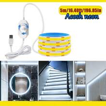 Acosh Neon 1m/2m/3m/5m/ COB LED Strip Lights With Dimmer, 8mm Width, USB Interface, High Brightness, Dotless Cuttable Tape For DIY Projects, Ideal For Bedroom, TV Backlight, Kitchen And Home Decoration - White - View 9