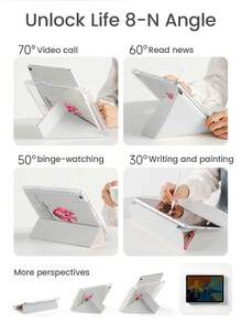 可爱爱心元素双面亚克力透明翻盖保护套，水晶后盖，防震，适用于 iPad 7/8/10 代 10.2 英寸，内置 Apple Pencil 插槽，支持睡眠/唤醒功能，理想的生日礼物 - 彩色 - 查看 6