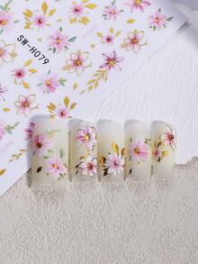 2片粉色花朵3D美甲贴纸 春季花朵装饰 美甲贴花 3D樱花藤蔓设计 金色边缘 自粘美甲贴片 美甲用品 指甲 - 彩色 - 查看 5