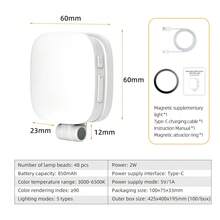 Tangle Free Dual Color Temperature Magnetic Selfie Light For Phone, USB Rechargeable Phone Light With Mirror, Instant Attachment For MagSafe, Phone Accessories For Selfies, Video Conference, Women's Day Gift - White - View 2
