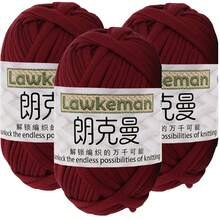 Lawkeman 3 peças/300g Fio de Camiseta de Poliéster de Alta Qualidade, Fio de Crochê e Tricô, Fio Grosso de Poliéster Macio e Elástico, 30m/100g por Rolo - Ideal para Projetos DIY, Chinelos, Cestas, Tiras de Tecido, Sacolas Artesanais Tecidas à Mão, Brinquedos, Sapatos, Tapetes, Cestas de Armazenamento - Multicolorido - Visão 44