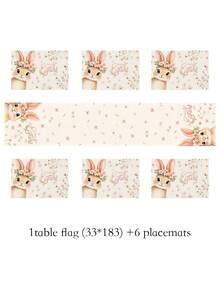 2/4/6/8pcs Round, Floral, Rectangular Brown Cute Rabbit, Pink Wreath Easter Happy Placemats, Pink Themed Seasonal Spring Dining Table Mats, Suitable For Party, Kitchen, Dining Room Decor - Multicolor - View 17