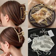 Set Of 6 Gold And Silver Metal Hair Clips / Women's Hair Clips / Various Elegant Designs - 銀色 - 查看 6