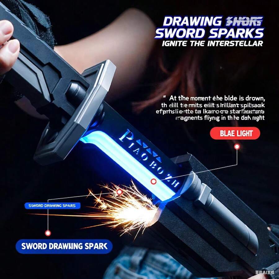 Large 80cm Samurai Katana Sword With RGB LED, Spark And Smoke, Illuminated - Covei Toys - Xám - Xem 1