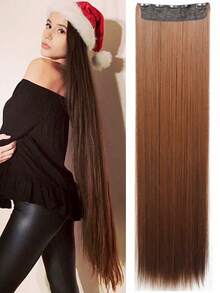 40英寸5夹式合成发片，隐形无缝长直发，适合女性佩戴，可作假发、接发、头巾、时尚发饰、优雅发带、休闲头巾等。 - 彩色 - 查看 12