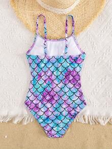 Fashionable & Cute Digital Print Knit Camisole Romper, Suitable For Summer Beach Vacation Bikini Wear - Multicolor - View 2