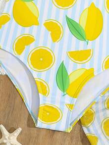 Bộ đồ bơi dệt kim cổ chữ V sâu in hình chanh dễ thương dành cho bé gái, thích hợp cho bãi biển, mùa hè, kỳ nghỉ, bờ biển, thời trang thanh lịch dành cho phái nữ. - Nhiều màu - Xem 2