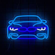 跑车霓虹灯墙饰，LED赛车造型车库霓虹灯，USB供电汽车标志，适用于儿童卧室、男孩房、游戏室、男士专属空间、酒吧、生日礼物，易于悬挂。 - 多色光 - 查看 16
