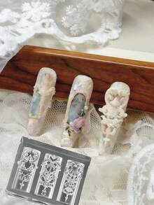 Baroque Vintage Floral Pattern French Window Flower Relief Nail Art Mold, DIY Nail Art Mold - Clear - View 5