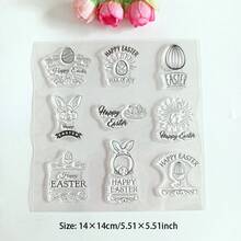 1pc Easter Clear Stamps - Bunny/Egg Pattern For DIY Scrapbooking Card Making - Clear - View 20