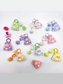 男女通用成人可爱大耳朵3D钥匙扣，迷你时尚多功能植绒外层实心塑料内层钥匙圈，可爱卡通包包/杯子/汽车挂件，日常/节日/生日礼物配饰