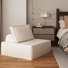 Modular Sectional Sofa, 35" Corduroy Sofa Sleeper Deep Seat Sofa With Adjustable Backrest, Small Couch For Small Spaces, Living Room, Bedroom, Apartment,Blue Office Couch - 米色 - 查看 3