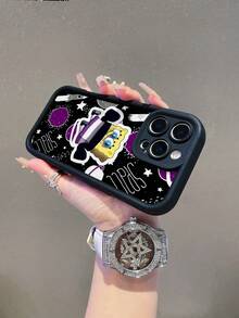 1pc Fashionable Creative Rocket & Starry Spongebob Cartoon Painted Pattern Shock-Proof Phone Case Cover Compatible With Samsung/Apple 17/16/15/14/13/12/11 Pro Max/12 Pro/14 Plus And Other Models - Multicolor - View 8