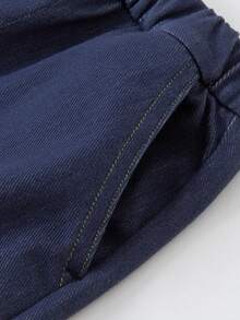 mini bala 2-6Y Kids Soft Denim Effect Pants, Seamless Waist, Spring 2026 Collection - Denim Dark Blue - View 7