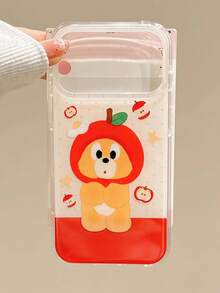 1pc Cute Polka-Dot Apple Head Cartoon Mouse Phone Case- Practical Festive Gift, Shockproof Cover For IPhone 17 Pro 16 Pro Max 17 16 15 14 13 12 11 17ProMax 15Plus 14Pro - Red and White - View 3