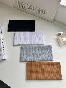 1/3/4/5PCS Casual Versatile Simple Solid Color Sports Headband Hair Band Turban Headband Sweatband Fall Winter Hair Accessories For Women For Vacation Outfits Woman Elegant Scarf Women Bandana Soft Headwrap - Multicolor - View 12