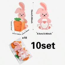 Bộ 10 hộp đựng bánh quy và kẹo hình thỏ và cà rốt hoạt hình 3D dễ thương. - Nhiều màu - Xem 3