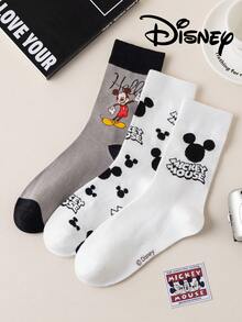Disney 3双装正品迪士尼男士袜子，绣有可爱的米奇一家卡通人物图案，中筒袜，趣味十足，适合各种场合，高品质礼品袜 - 彩色 - 查看 7