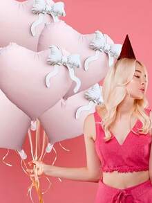 1/5/10pcs Heart Shaped Foil Balloons - Suitable For Wedding, Birthday, Party, Bridal Shower Decoration - Floating Balloons For Party, Valentine's Day, Engagement, Baby Shower, Girl Birthday Party Decor - Pink - View 5