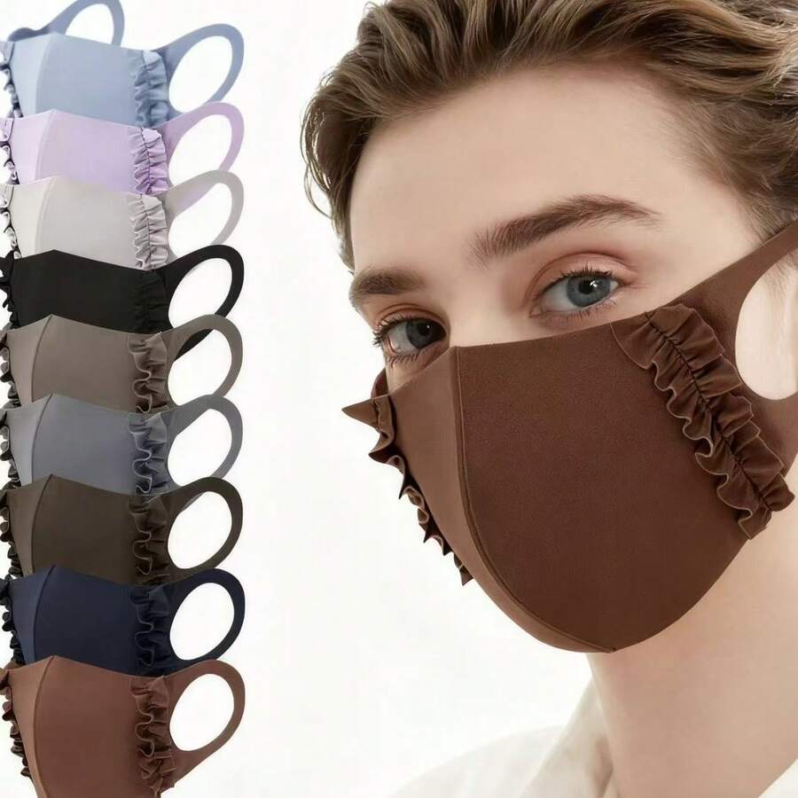 Spring/Summer Fashionable Breathable Dust-Proof Mask, Ice Silk Beach Mask, Daily Wear Mask, Pleated Floral Pattern, Dust-Proof Windproof Christmas & Halloween Costume Mask, Women's Outdoor Mask, Windproof Dust-Proof Daily Matching Mask - Multicolor - View 1