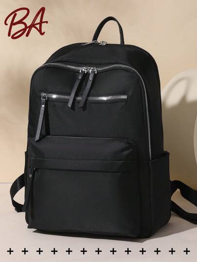 Anti-Theft College Style Nylon Backpack, Fits 15.6 Inch Laptop, Multifunctional Fashion Everyday Bag, Lightweight Travel Bag, Large Capacity Minimalist Bookbag, Convenient Backpack Suitable For Students, Nurses, Teachers, Business Professionals, Travel, Commuting, Shopping, Office, Dating, Hiking, Training, Work, Birthday Gift, Holiday Gift