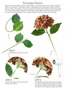 8支7.9英寸仿真咖啡色绣球花束，高品质逼真花卉，适用于DIY婚礼花篮、新娘捧花、客厅、卧室、窗台、酒店、办公室家居装饰、花瓶装饰、情人节、新年、春季、生日派对、户外花园开放、DIY花环、礼品等。 - 咖啡棕 - 查看 10