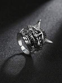 1枚男士角状骷髅合金戒指 - 惡魔 - 查看 3