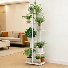 SHENGMAO--1/2/4/5/6-7Tier Plant Stand, Iron Flower Stand,Heavy-Duty Metal Frame, Metal Flower Stand, High-Angle Multi-Tier Plant Rack, Indoor/Outdoor Flower Pot Display Stand. Crafted From Iron With A Sleek, Minimalist Design For Easy Disassembly. This Versatile Stand Fits Seamlessly In Living Rooms, Entryways, Offices, Or Outdoor Patios And Gardens. Available In Multiple Colors. - 6層白色 - 查看 4