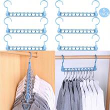 Perchas Mágicas Organizador de Perchas para Guardarropa Ganchos para Ropa Multiple Ahorra Espacio Perchas giratoria Multifunción Espacio con 9 agujeros para Casas y Centros Comerciales de Ropa - Azul - Ver 6