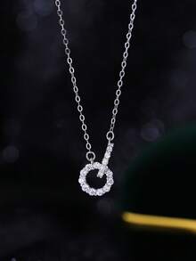 S925 Silver Double Layer Ring Necklace, Gold-Plated + Platinum-Plated, Sparkling Zirconia, Women's Daily Party, Christmas, Thanksgiving, Birthday Gift, Comes With Gift Box