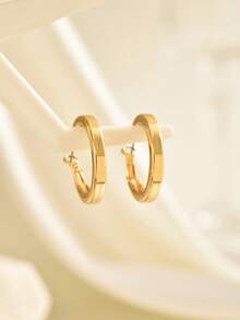 1 Pair Minimalist Fashion Creative Niche Geometric Hollow Hoop Earrings, Suitable For Daily Wear