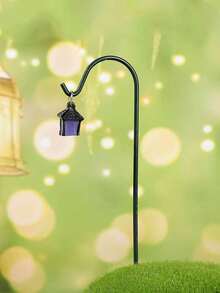 夜光花园插牌，树脂仙女迷你模型配彩色灯笼，乡村风格圣诞户外装饰，室内桌面摆件和工艺品 - 彩色 - 查看 10