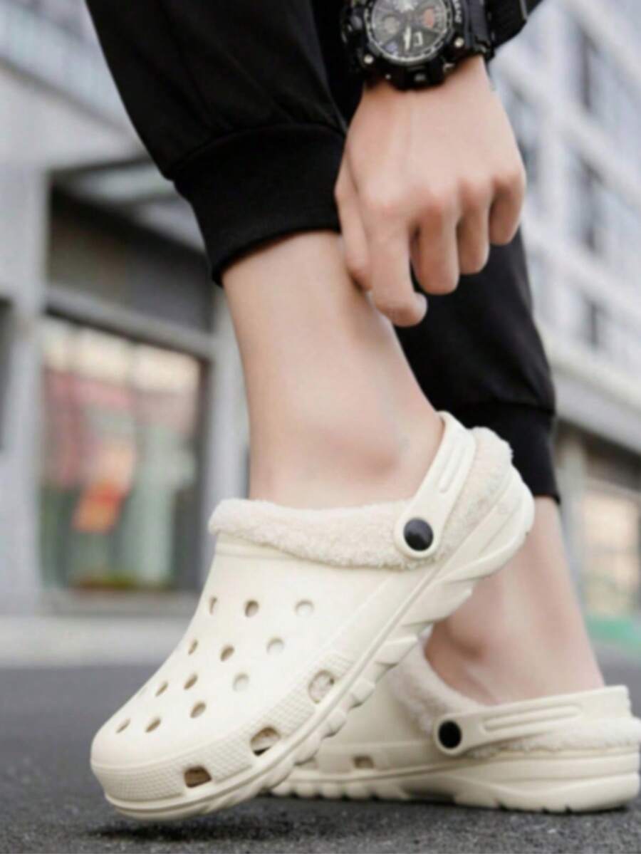 Nuevas pantuflas térmicas casuales de moda de invierno, cómodas para usar dentro y fuera del hogar - Beis - Ver 1