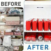 2/4件套饮料分配器，冰箱瓶罐收纳盒，带升级双层隔板和自动按压式汽水分配器，厨房收纳，衣柜收纳，桌面收纳 - 彩色 - 查看 5