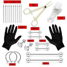 25pcs Body Piercing Kit Professional Ear Nose Piercing Kit With Piercing Jewelry 14G 16G Piercing Needles Clamps For Nose Lip Eyebrow Ear Piercing Set