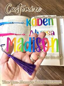 Personalized Acrylic Bookmark With Tassel, Customized Rainbow Name Bookmark, Valentine's Day Gift For Book Lovers, Personalized Text Bookmark, Aesthetic Reading Accessory, Gift For Her/Him, Party Favor Bookmark, Customized Quote Bookmark, Everyday Reading Gift - Multicolor - View 2