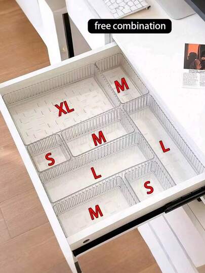 Hộp đựng đồ trang điểm trong suốt có ngăn kéo và vách ngăn, gồm 10/9/7/6/1 hộp, thích hợp cho bàn trang điểm, quầy bếp, phòng tắm, nhà bếp và văn phòng. Hộp đựng đồ trang trí cho phòng ngủ, nhà cửa, mùa thu.