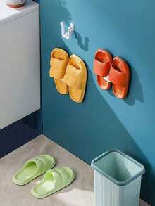 20pcs No Drill Bathroom Shoe Rack Adhesive System For Easy Hanging And Organization, Durable Water-Drainage Shoe Storage Hooks, Wall Mounted Organizer For Boots, Slippers, Sandals In Small Bathrooms, Quick Install, Strong Bond, Space Saving Solution, Modern Minimalist Accessory For Tidy Homes Designed For Busy Households Seeking Neat, Accessible Footwear Storage. - Multicolor - View 7